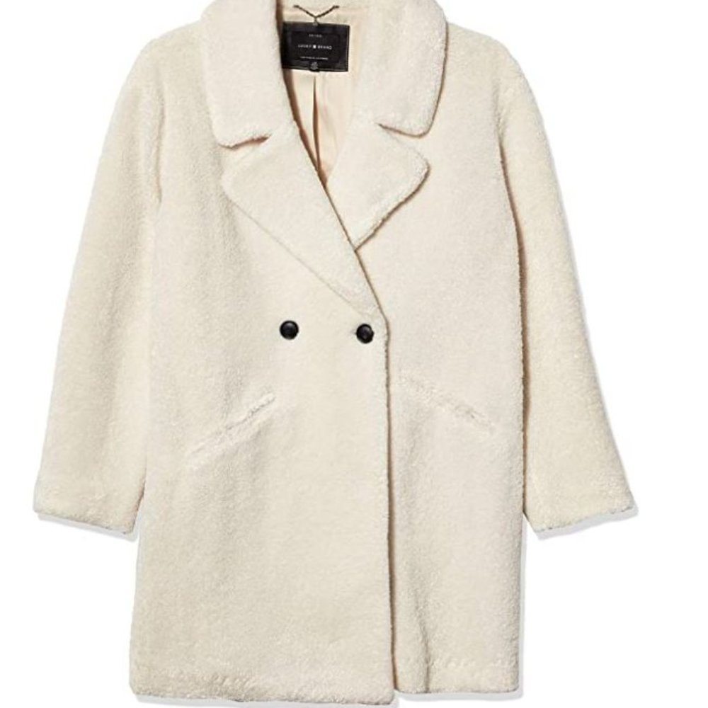 Lucky Brand Double Breasted Faux Teddy Fur Coat 2X